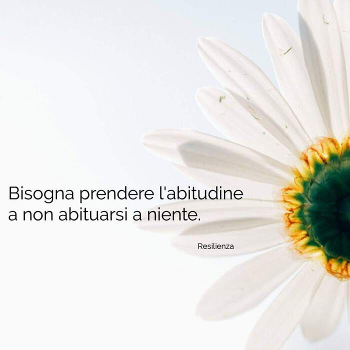 "Bisogna prendere l'abitudine a non abituarsi a niente." - Resilienza