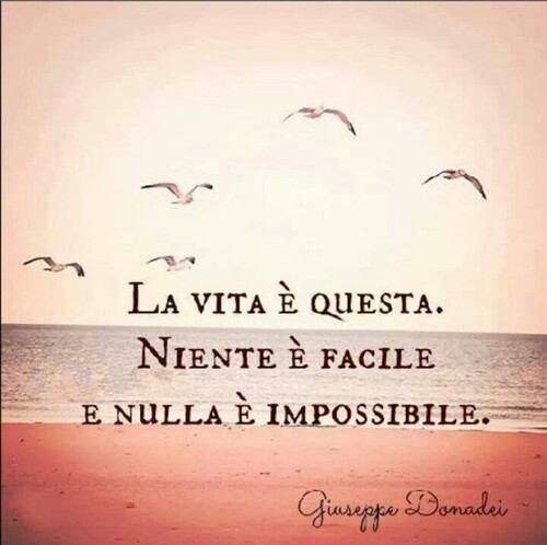 "La vita è questa. Niente è facile e nulla è impossibile."