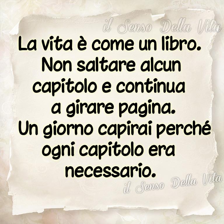 "La vita è come un libro. Non saltare alcun capitolo e continua a girare pagina. Un giorno capirai perchè ogni capitolo era necessario."