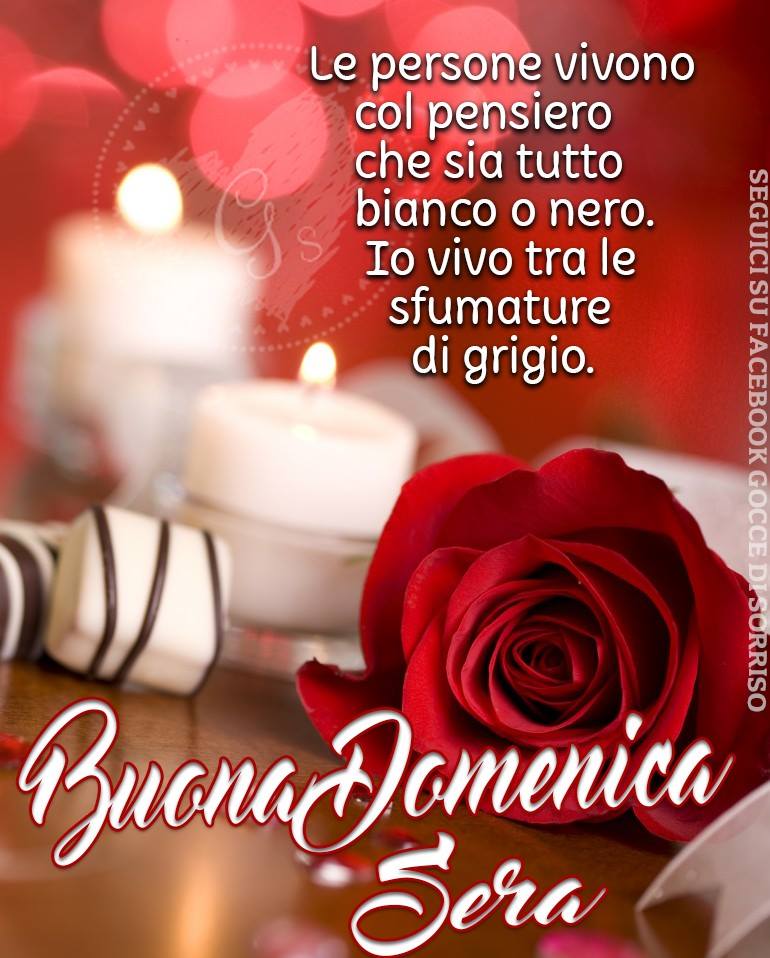 "Le persone vivono col pensiero che sia tutto bianco o nero. Io vivo tra le sfumature di grigio. Buona Domenica Sera"