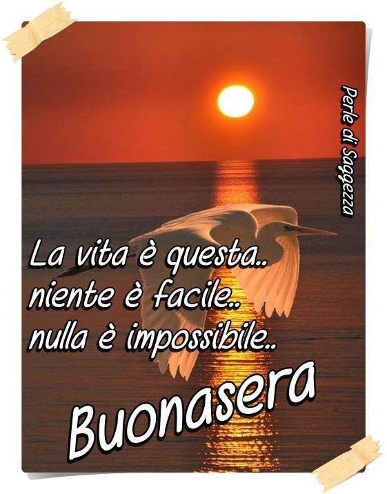 "La vita è questa... niente è facile... nulla è impossibile... Buonasera"