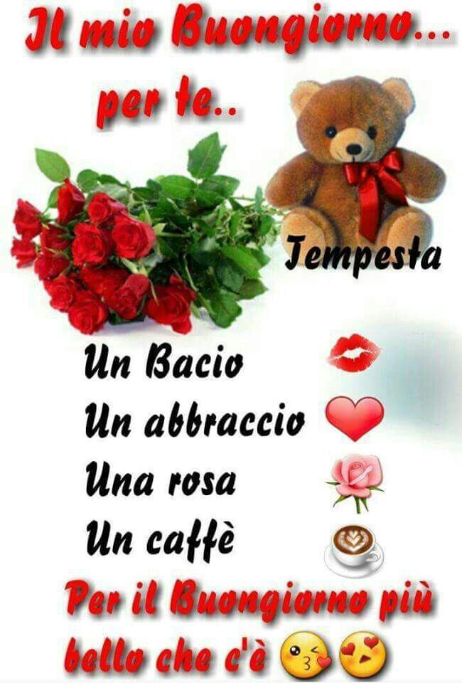 "Il mio Buongiorno per te... Un Bacio, un Abbraccio, una Rosa, un Caffè....." - Buongiorno Amore