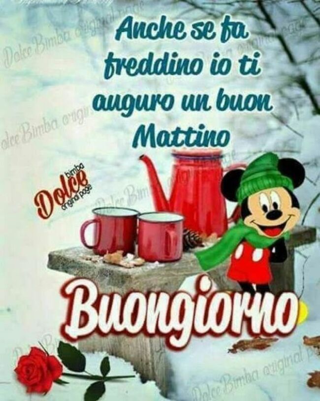 "Anche se fa freddino io ti auguro un Buon Mattino. Buongiorno" - immagini Disney