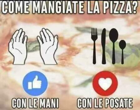 Quiz WhatsApp - "Come mangiate la pizza? Con le mani o con le posate?"