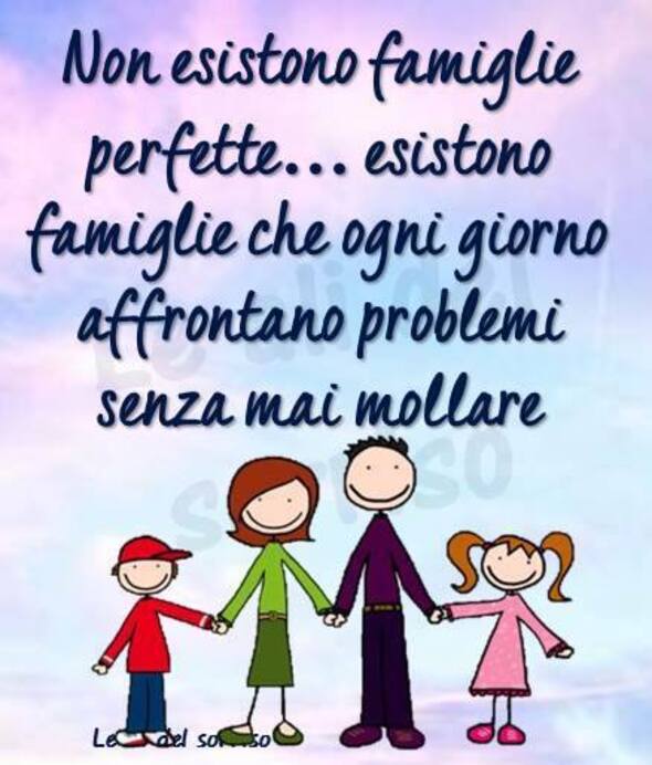 "Non esistono famiglie perfette... esistono famiglie che ogni giorno affrontano problemi senza mai mollare."