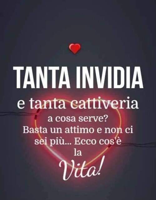 "Tanta invidia e tanta cattiveria a cosa serve? Basta un attimo e non ci sei più... Ecco che cos'è la Vita!"