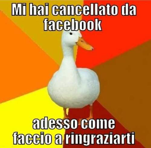 "Mi hai cancellato da Facebook. Adesso come faccio a ringraziarti ?"