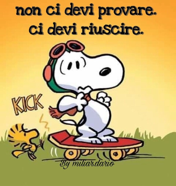 "Non ci devi provare, ci devi riuscire." - Snoopy belle immagini