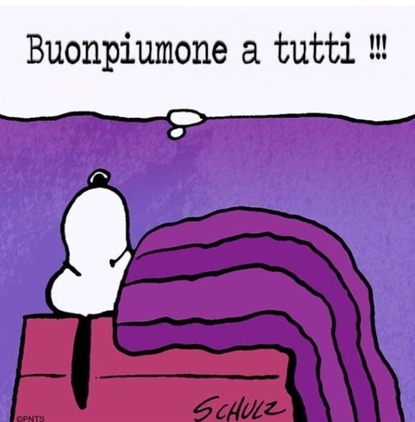 "Buonpiumone a tutti!" - immagini Buonanotte con Snoopy