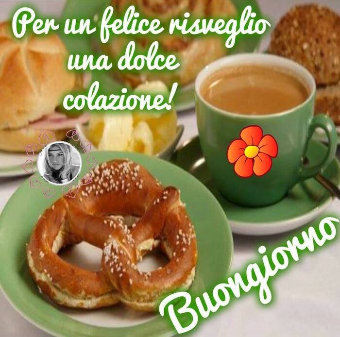 Buongiorno con caffè ed un pretzel"