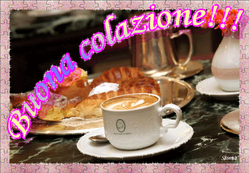 "Buongiorno con caffè e cornetto" - GIF