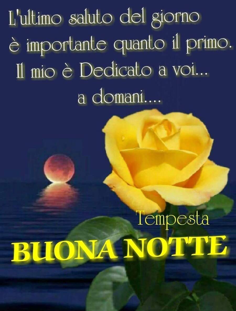 "L'ultimo saluto del giorno è importante quanto il primo. Il mio è dedicato a voi... a Domani... BUONA NOTTE"