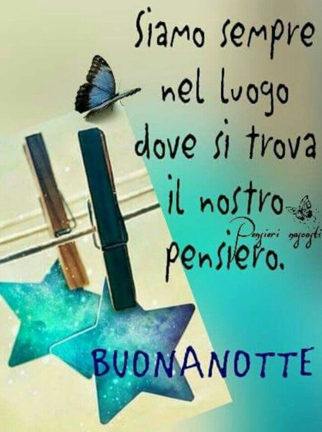 "Siamo sempre nel luogo dove si trova il nostro pensiero. Buonanotte"