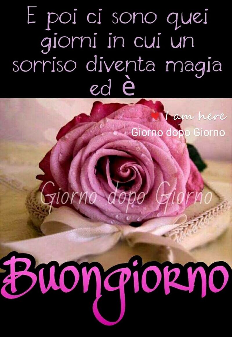 "E poi ci sono quei giorni in cui un sorriso diventa magia ed è Buongiorno" - frasi bellissime