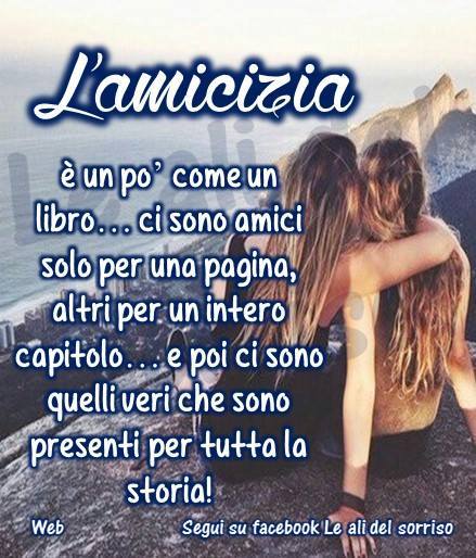 "L'amicizia è un pò come un libro... ci sono amici solo per una pagina, altri per un intero capitolo... e poi ci sono quelli veri che sono presenti per tutta la storia!"