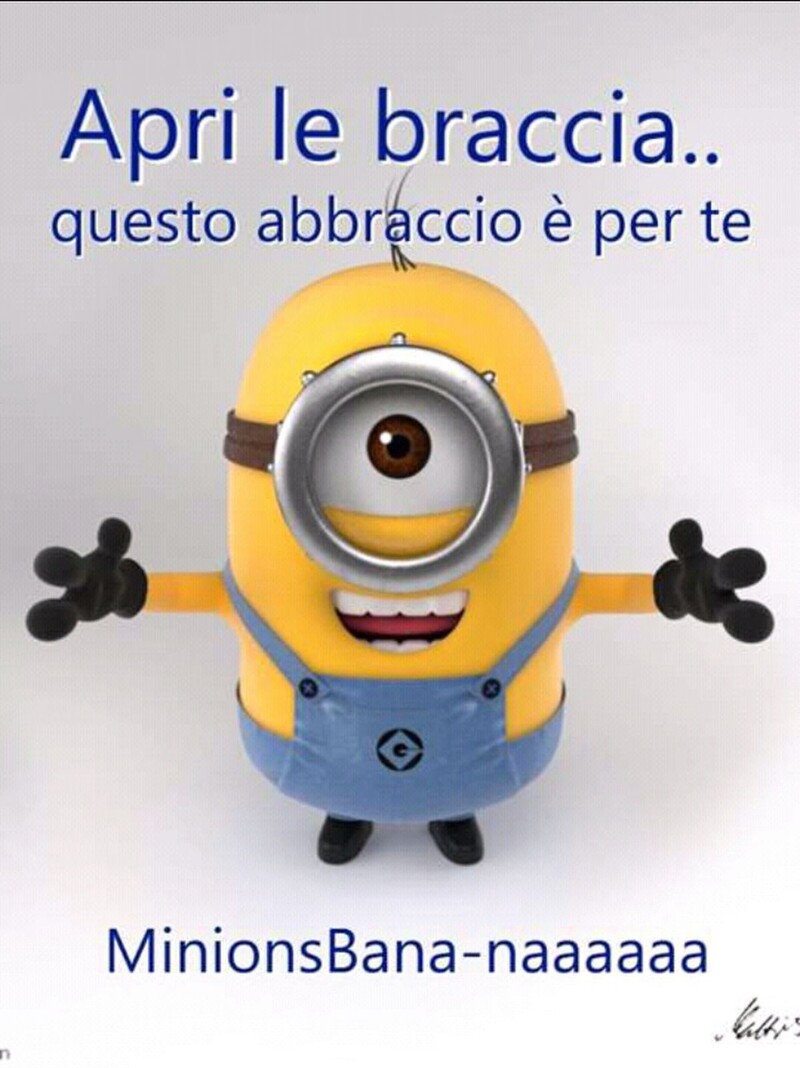 "Apri le braccia... questo abbraccio è per te! Minions Bana-naaa"