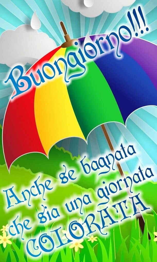 Buongiorno arcobaleno con la pioggia