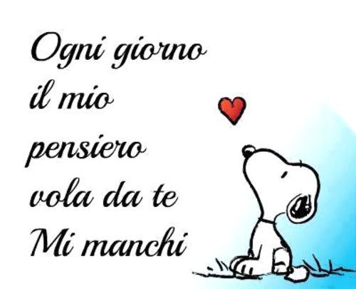 "Ogni giorno il mio pensiero vola da te. Sento la tua mancanza" - Snoopy