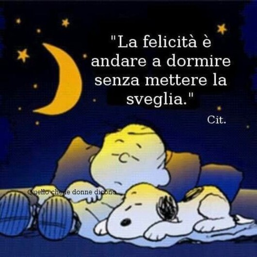 "La felicità è andare a dormire senza mettere la sveglia."