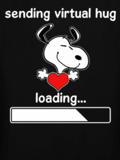 "Sending virtual hug, loading..." - Snoopy ti manda un abbraccio virtuale