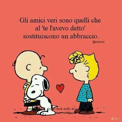 "Gli amici veri sono quelli che al te l'avevo detto, sostituiscono un abbraccio." - Snoopy e Charlie Brown