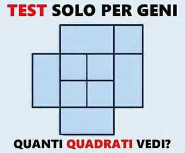 "Test solo per geni, quanti quadrati vedi ?" - Quiz per gruppi Whatsapp