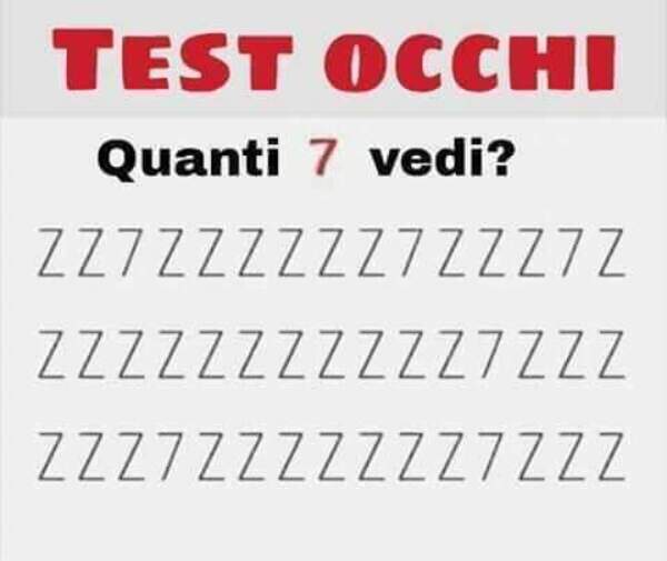 Quiz visivi per gruppi - "Test occhi. Quanti '7' vedi?"