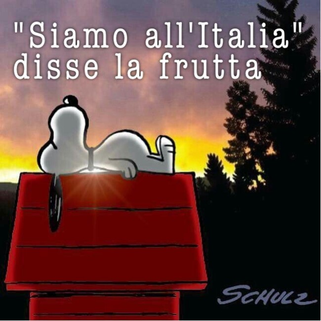 Vignette divertenti Snoopy - "Siamo all'Italia, disse la frutta."