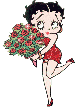 Foto belle - Betty Boop con un mazzo di rose rosse
