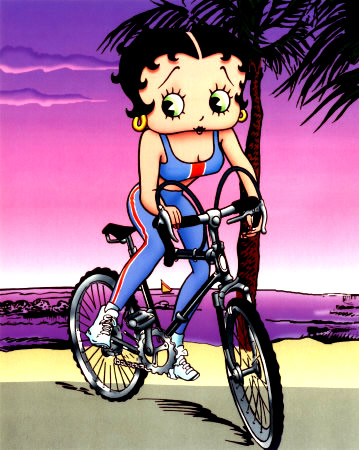 Betty Boop che si tiene in allenamento con la bicicletta