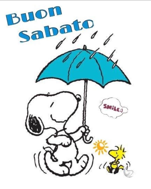 "Buongiorno e Buon Sabato con la pioggia" - Snoopy