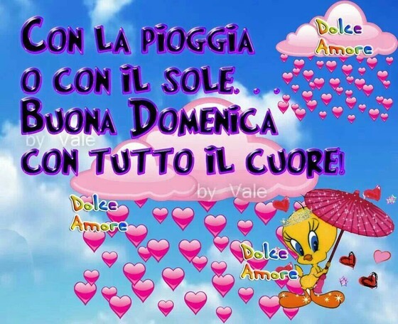 "Con la pioggia o con il sole, Buona Domenica con tutto il Cuore!" - belle immagini