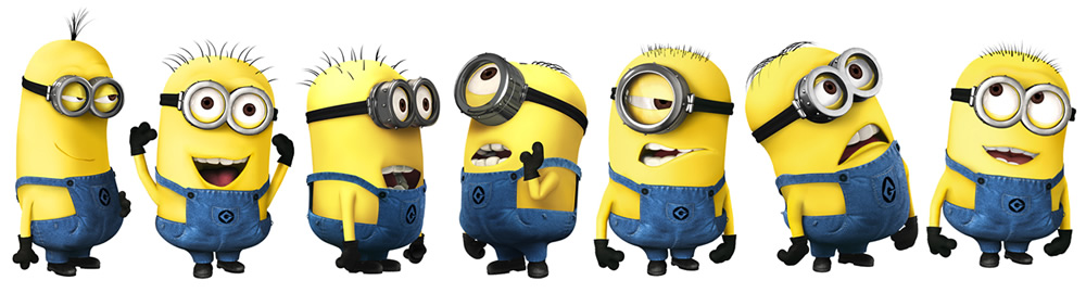 Sette personaggi dei Minions in una bellissima foto