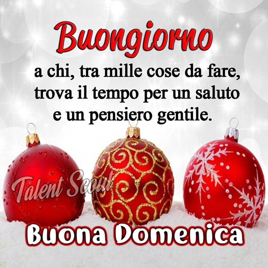 "Buongiorno a chi, tra mille cose da fare, trova il tempo per un saluto e un pensiero gentile... Buona Domenica"