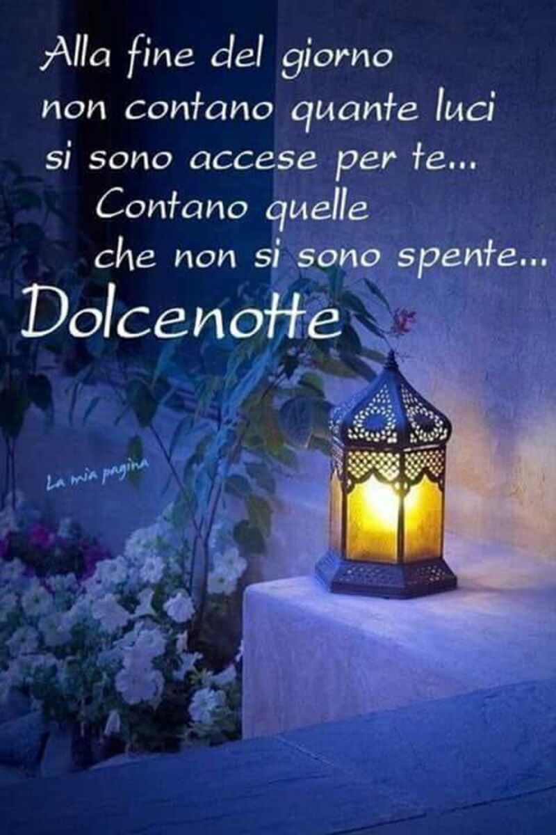 "Alla fine del giorno non contano quante luci si sono accese per te... Contano quelle che non si sono spente... Dolcenotte"