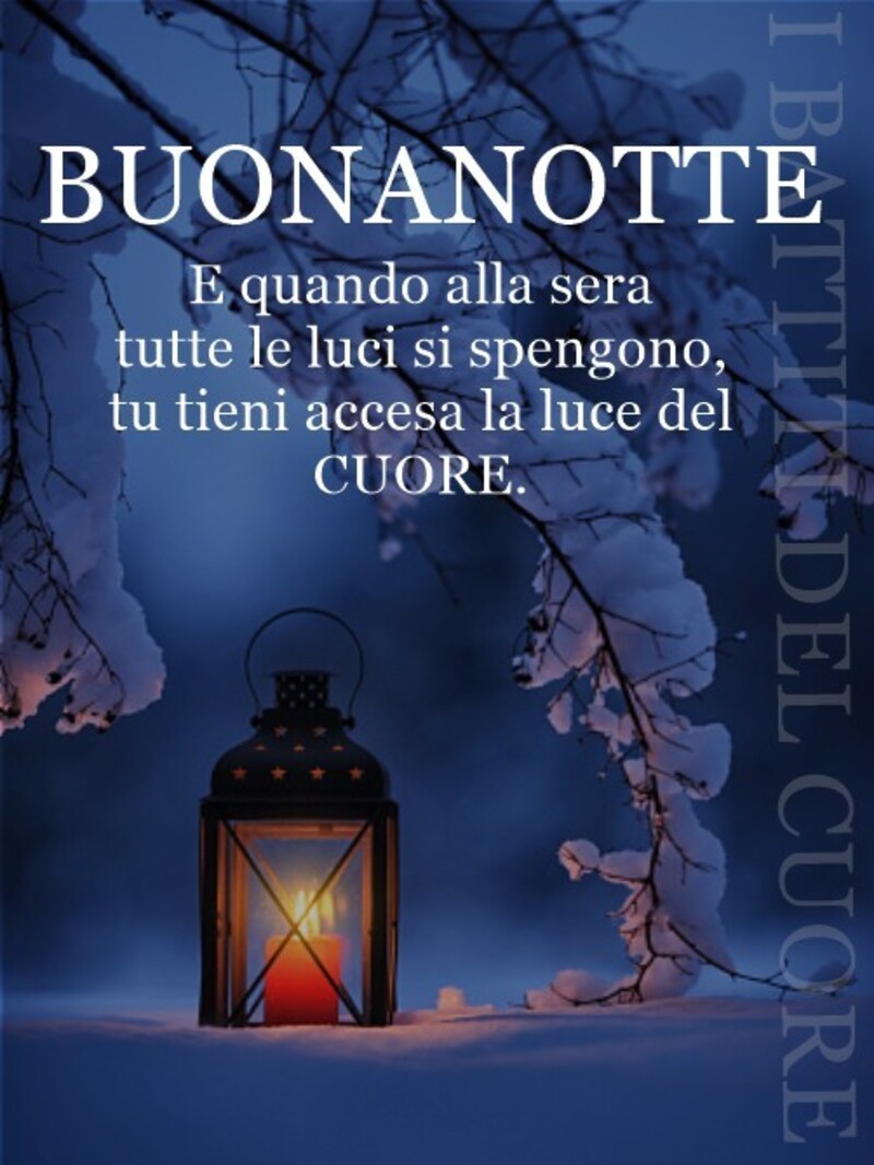 "E quando alla sera tutte le luci si spengono, tu tieni accesa la luce del Cuore. BUONANOTTE"