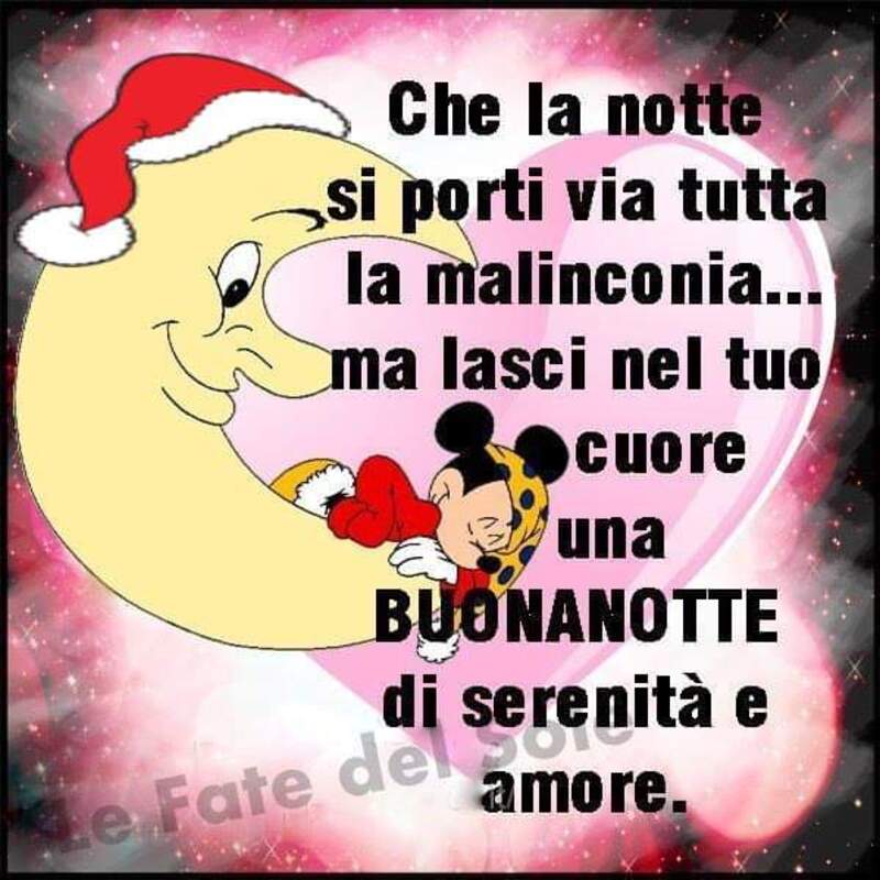 "Che la notte si porti via tutta la malinconia... ma lasci nel tuo cuore una Buonanotte di serenità e amore." - Le Fate del Sole