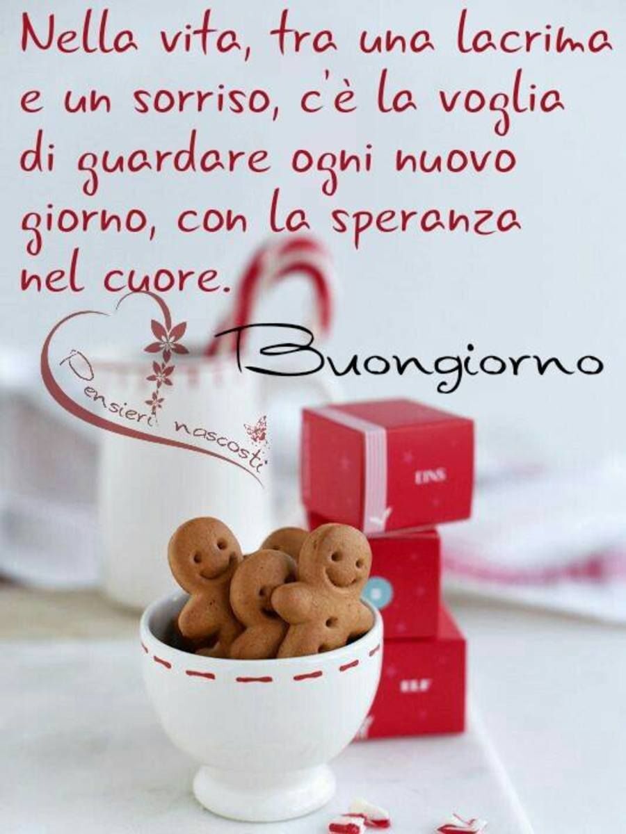 "Nella vita tra una lacrima e un sorriso, c'è la voglia di guardare ogni nuovo giorno, con la speranza nel cuore. Buongiorno"