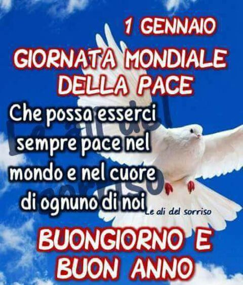 "1° Gennaio Giornata Mondiale della Pace. Che possa esserci sempre Pace nel Mondo e nel Cuore di ognuno di noi. BUONGIORNO E BUON ANNO"