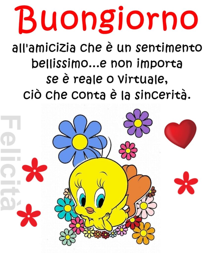 Un buon giorno all'amicizia, che è un sentimento bellissimo... e non importa se è reale o virtuale, ciò che conta è la sincerità.